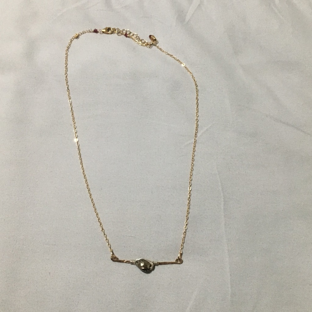 Anthropologie Gold Chain Single Stone Necklace